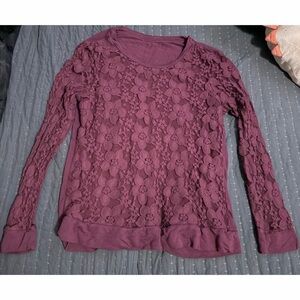Burgundy floral long sleeve top